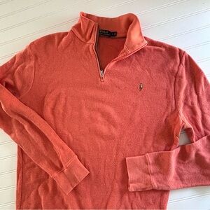 Polo by Ralph Lauren Men's Zip-Up Sweater Shirt in a Coral